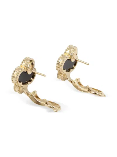 Pre-owned Van Cleef & Arpels 2010 18kt Yellow Gold Alhambra Onyx Earrings