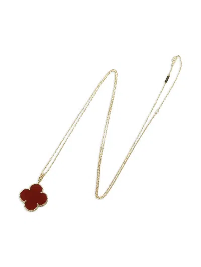 Pre-owned Van Cleef & Arpels 18k Yellow Gold Alhambra Carnelian Necklace