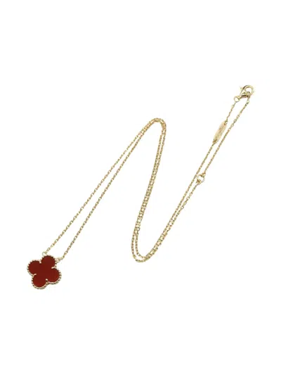 Pre-owned Van Cleef & Arpels 2010 18kt Yellow Gold Alhambra Carnelian Necklace In Red