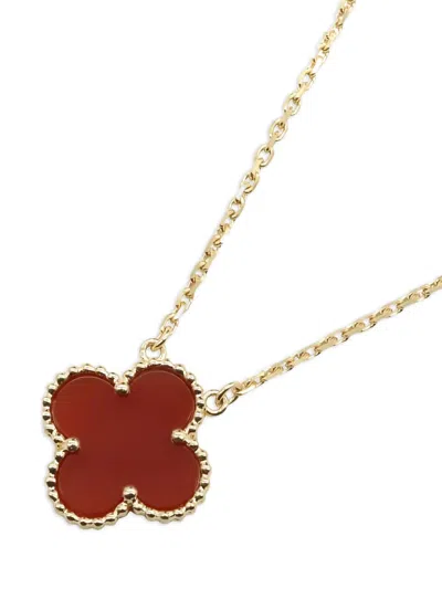 Pre-owned Van Cleef & Arpels 2010 18kt Yellow Gold Alhambra Carnelian Necklace In Red