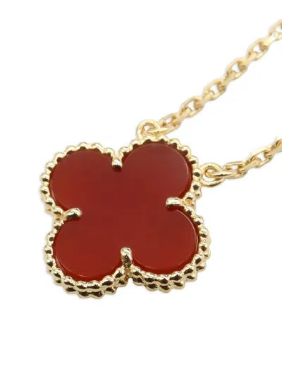 Pre-owned Van Cleef & Arpels 2010 18kt Yellow Gold Alhambra Carnelian Necklace In Red