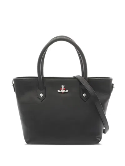 Pre-owned Vivienne Westwood Orb-plaque Tote Bag In Black
