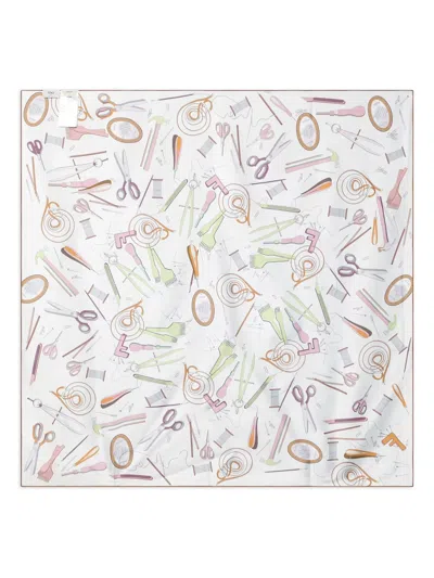 Fendi Light Blue Silk Foulard In White