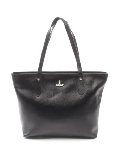 Pre-owned Vivienne Westwood Orb-plaque Tote Bag In Black