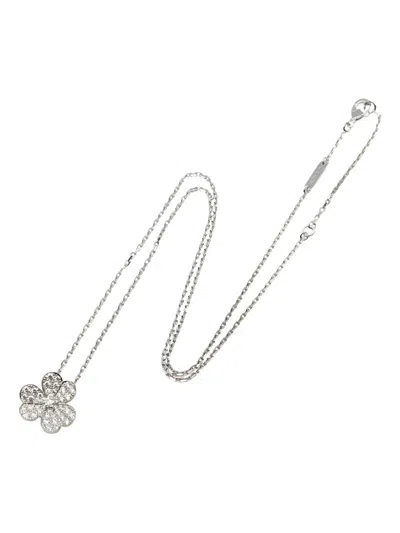 Pre-owned Van Cleef & Arpels 18k White Gold Flower Diamond Necklace In Silver
