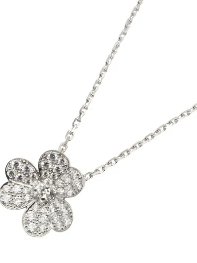 Pre-owned Van Cleef & Arpels 18k White Gold Flower Diamond Necklace In Silver