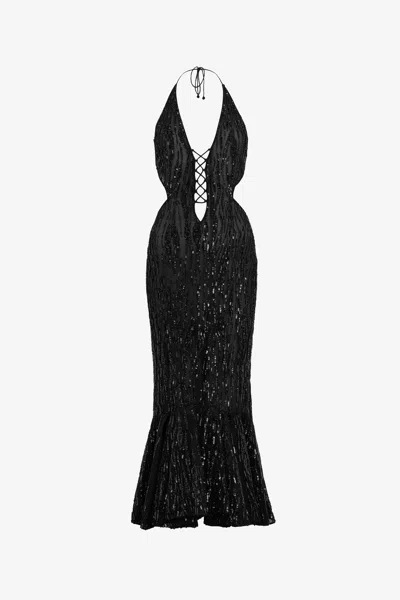 Roberto Cavalli Elegance Sequin Dress In Black