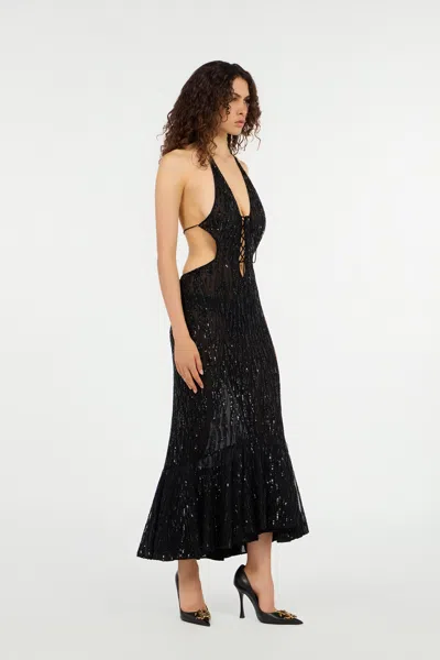 Roberto Cavalli Elegance Sequin Dress In Black