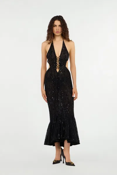 Roberto Cavalli Elegance Sequin Dress In Black