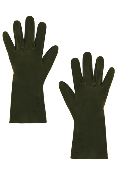Agnelle Christina Suede Gloves In Green
