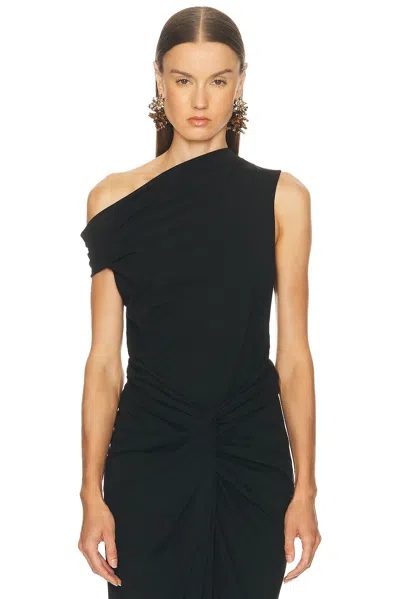 Dries Van Noten Asymmetric Sleeveless Cotton Knit Top In Black