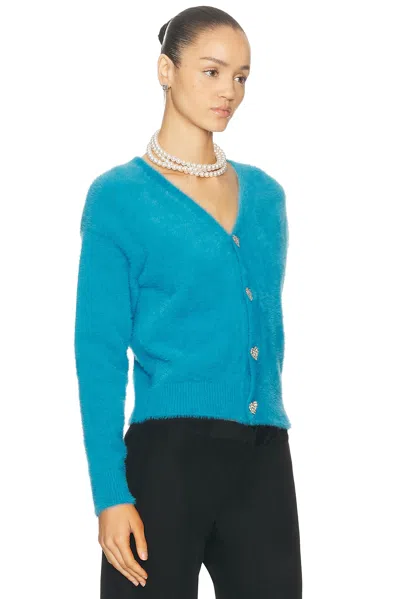 Balenciaga Fluffy Cardigan In Blue
