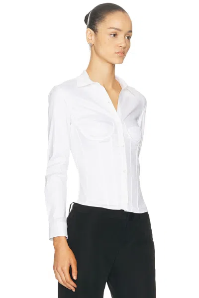 Balenciaga Long Sleeve Corset Shirt With Collared Design In Black