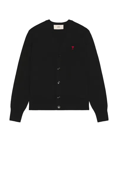 Ami Alexandre Mattiussi Ami Paris Logo Embroidered V-neck Cardigan In Animal Print