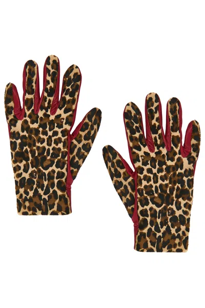 Agnelle Susan Pony Hair Gloves In Animal Print