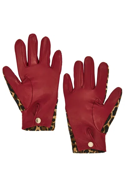 Agnelle Susan Pony Hair Gloves In Animal Print