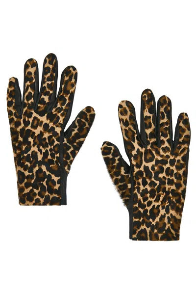 Agnelle Susan Pony Hair Gloves In Animal Print