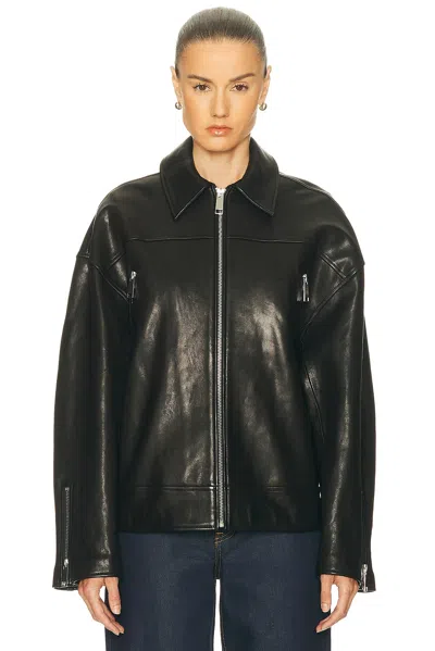 Grlfrnd Alek Leather Moto In Black