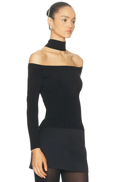 Simkhai Lila Ribbed-knit Off-shoulder Sweater In Black