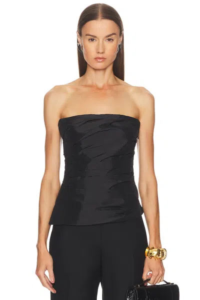 Simkhai Emerson Ruched Bustier Top Black In Black