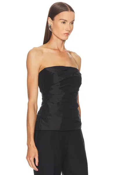 Simkhai Emerson Ruched Bustier Top Black In Black