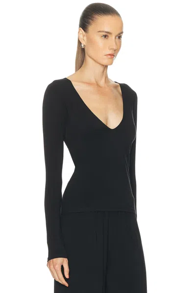 Kye Recline V Long Sleeve Top In Black