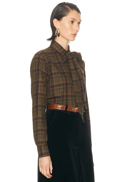 Saint Laurent Long Sleeve Top In Brown