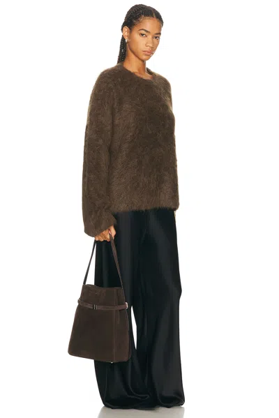 Totême Toteme Belted Suede Leather Bucket Bag In Brown