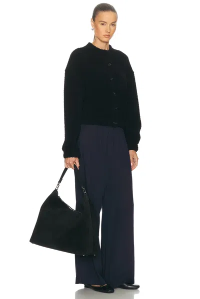 Totême Womens Black Bevel Medium Suede Tote Bag