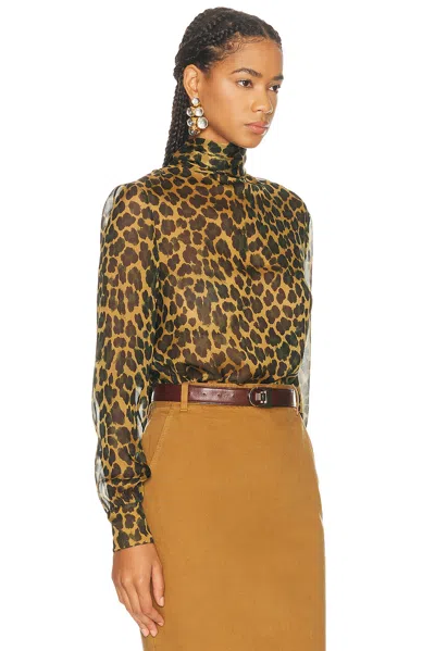 Saint Laurent Long Sleeve Top In Animal Print