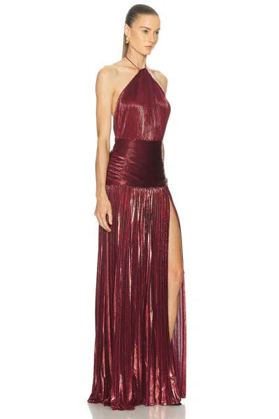Retroféte Thalia Halter Dress In Burgundy