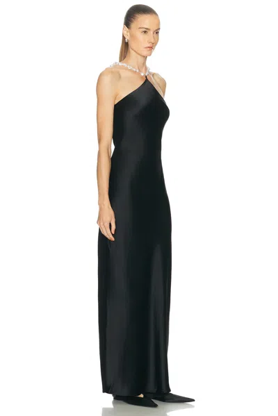 Staud Cadence Faux Pearl-embellished Satin Maxi Dress In Black