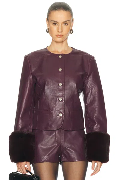 Retroféte Talvi Leather Jacket With Faux Fur Cuffs In Black