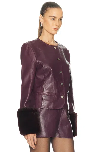 Retroféte Talvi Leather Jacket With Faux Fur Cuffs In Black