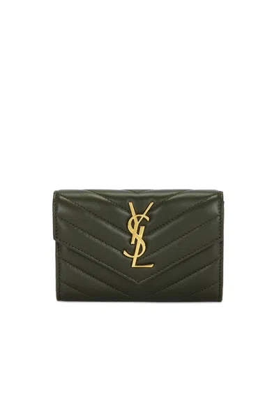 Saint Laurent Small Cassandre Envelope Wallet In Brown