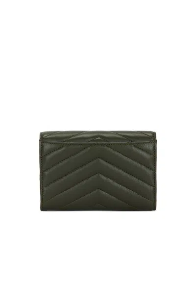 Saint Laurent Small Cassandre Envelope Wallet In Brown
