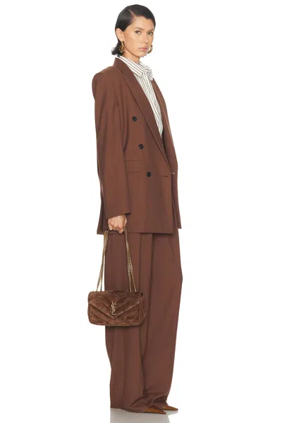 Saint Laurent Brown Coffee Loulou Small Shoulder Bag In Brown