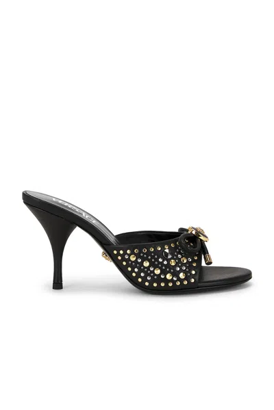 Versace 85mm La Medusa Embellished Leather Mules In Black