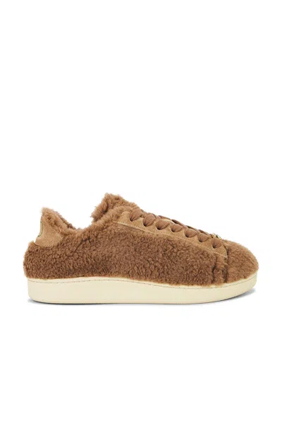 Valentino Vlogo Signature Shearling Sneaker In Brown