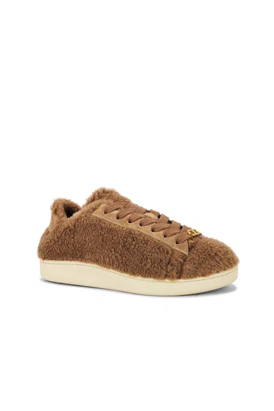 Valentino Vlogo Signature Shearling Sneaker In Brown