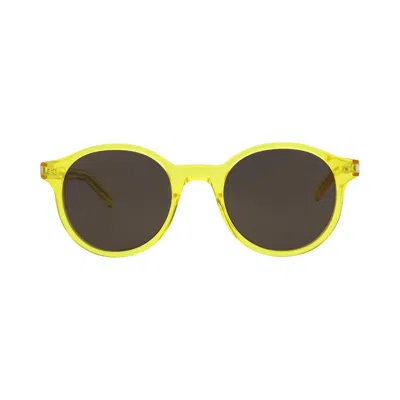 Pre-owned Saint Laurent Round Frame Acetate Sunglasses 'yellow/black' | Men's Size Onesize