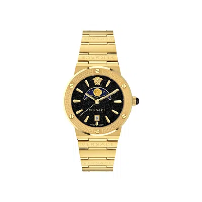 Pre-owned Versace Greca Logo Moonphase Watch 'gold' | Women's Size Onesize