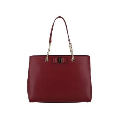 Pre-owned Ferragamo Vara Bow Smooth Leather Tote 'carmine' | Red | Women's Size Onesize