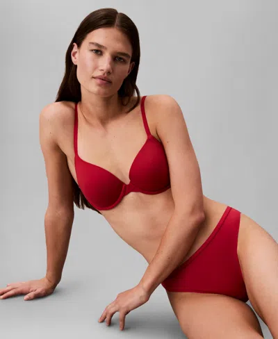 Calvin Klein Perfectly Fit Full Coverage T-shirt Bra In Red