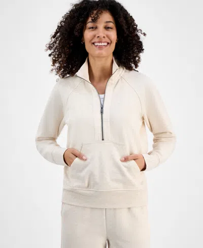 Style & Co Petite Cloud Fleece Half-zip Sweatshirt, Macy's Exclusive In White