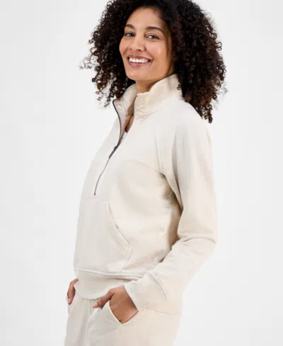 Style & Co Petite Cloud Fleece Half-zip Sweatshirt, Macy's Exclusive In White