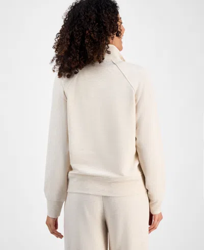 Style & Co Petite Cloud Fleece Half-zip Sweatshirt, Macy's Exclusive In White