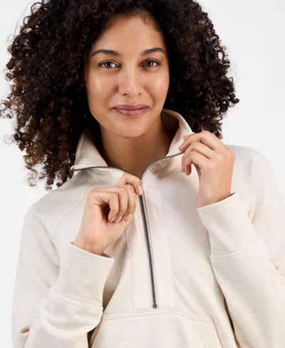 Style & Co Petite Cloud Fleece Half-zip Sweatshirt, Macy's Exclusive In White