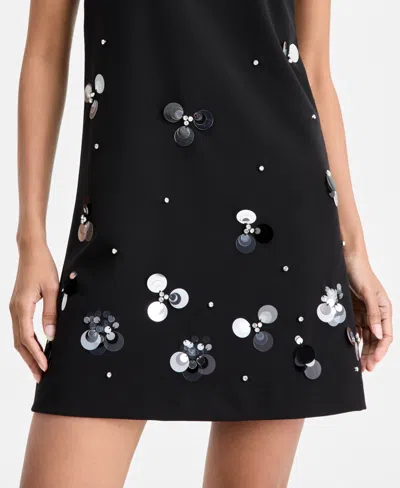 On 34th Women's Paillette Embellished Mock Neck Shift Dress, Macy's Exclusive In Black