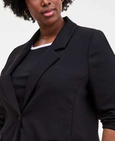 On 34th Trendy Plus One-button Notch-collar Blazer, Macy's Exclusive In Black